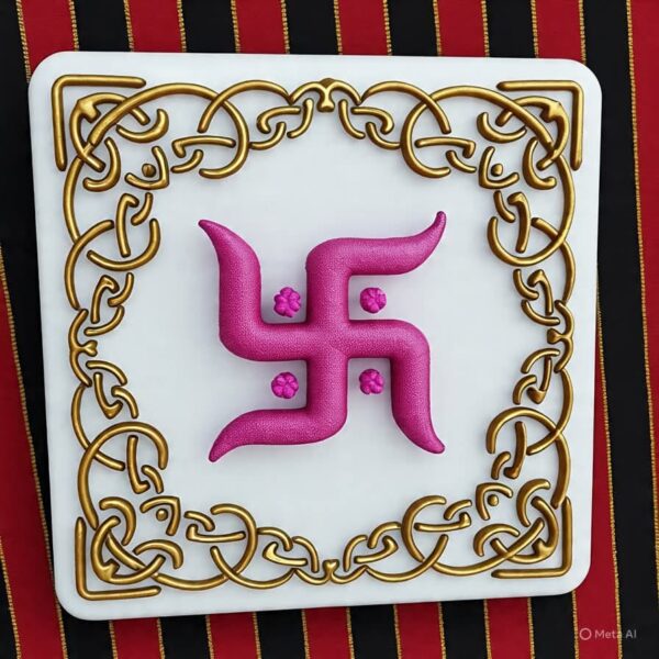 Swastik Design Square Pooja Chowki (Multiple Designs Available)