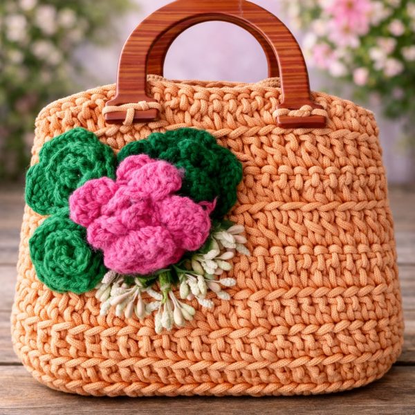 Peach Bloom Handmade Macrame Bag