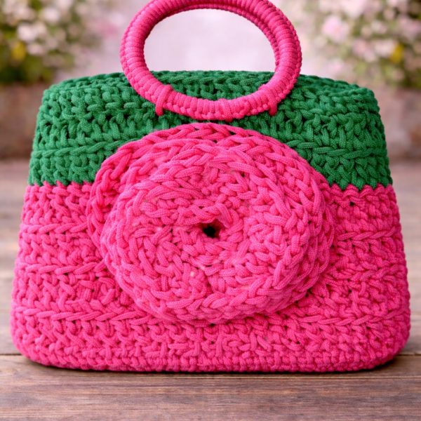 Pink And Green Mekram Bag