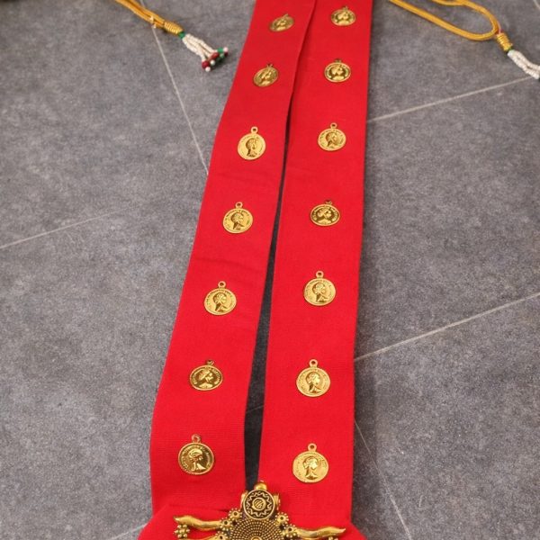 Red Golden Work Necklace Handmade