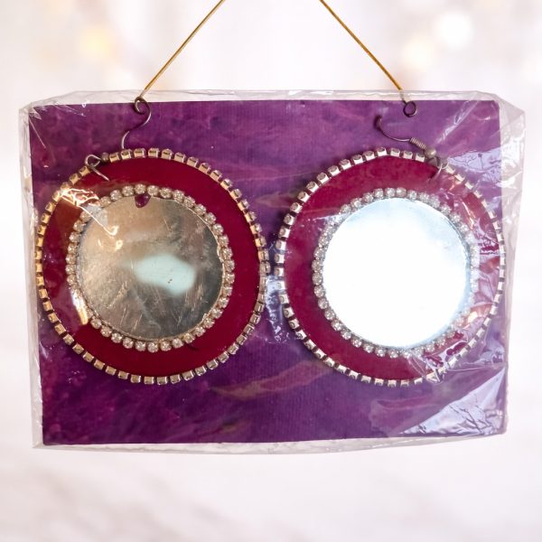 Red Mirror Earing Handmade