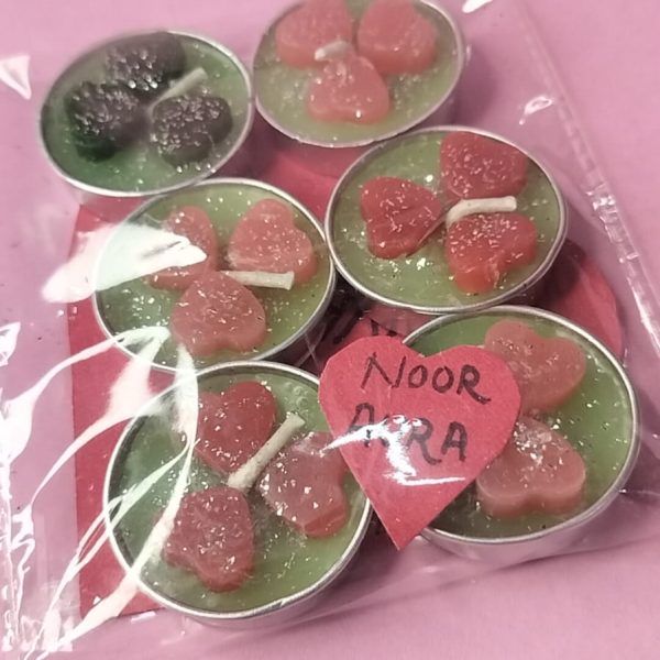 Handmade Red Heart T-Light Candles (Set of 12)