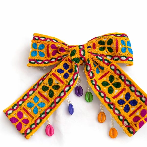 Yellow Lace Bow Hair Clip Handmade